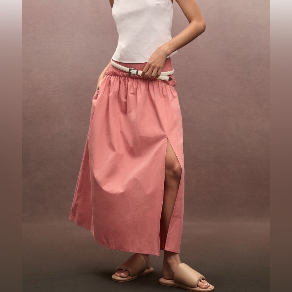 NWT By Anthropologie Coral Smocked Yoke Maxi Skirt large